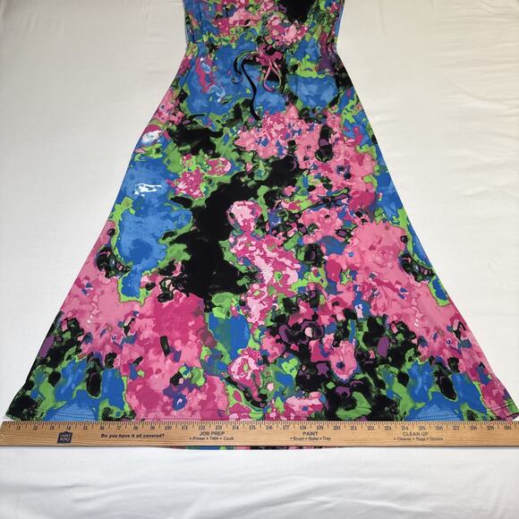 Twiggy London Colorful Maxi Dress Drawstring Waist Sleeveless Stretch Size S EUC - Picture 7 of 13